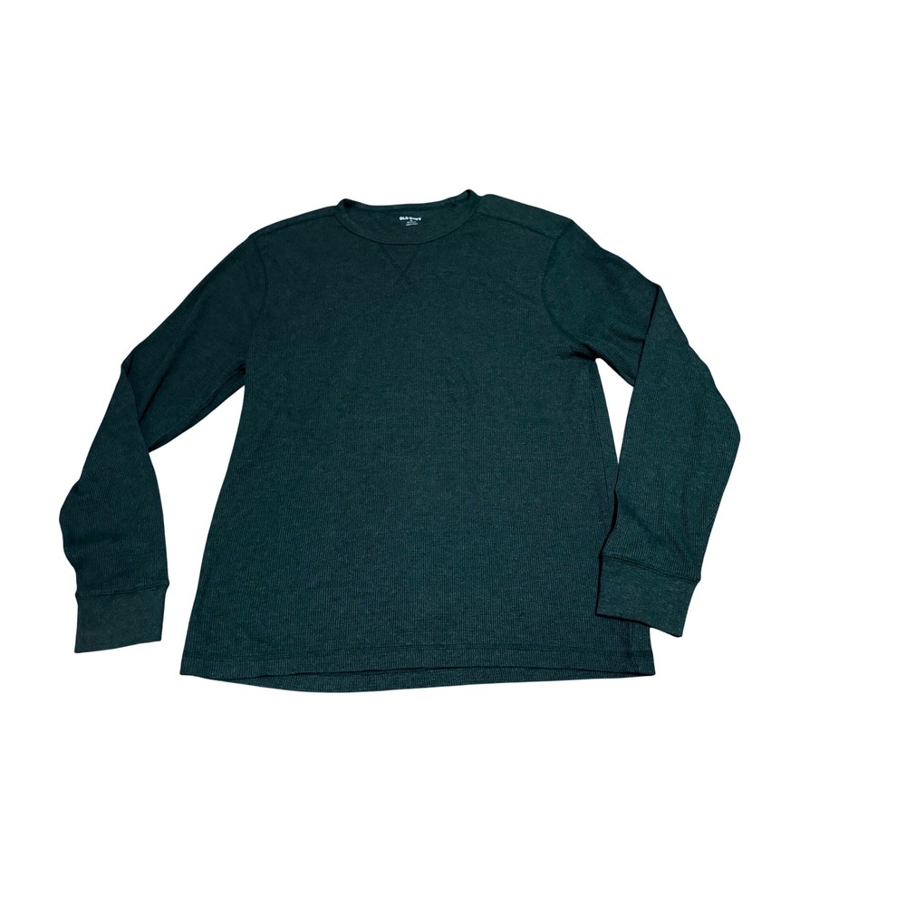 Old Navy Mens XL Built-In Flex Waffle Knit Thermal Long Sleeve Shirt Dark Green